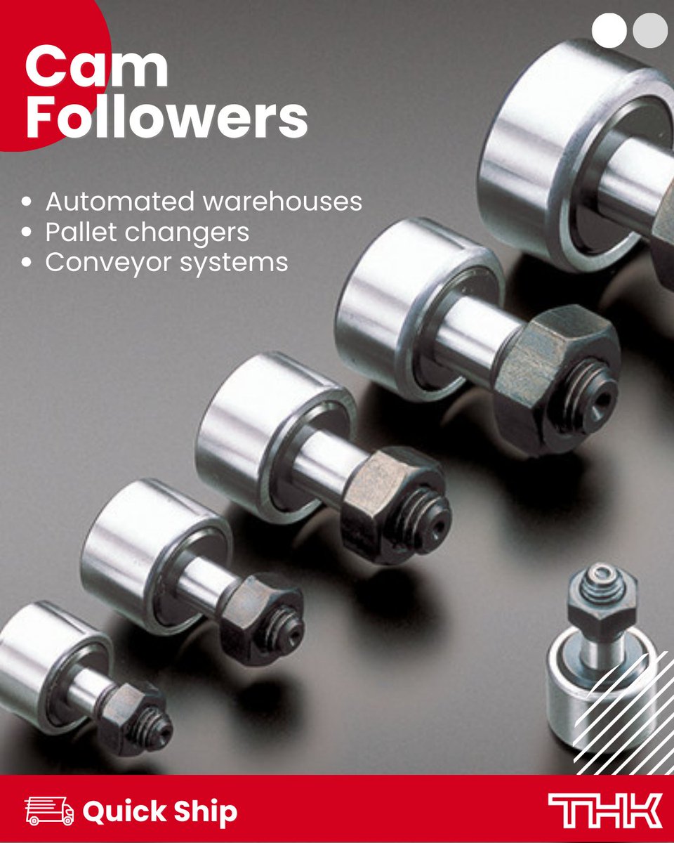 THKAmericaInc's tweet photo. Select THK Cam Followers available for quick ship! 🛠️

📍 Check quick ship availability: 
https://t.co/ooiG3KxZ3s

#THK #THKAmerica #LinearMotion #CamFollower #QuickShip https://t.co/0Plp515H1i