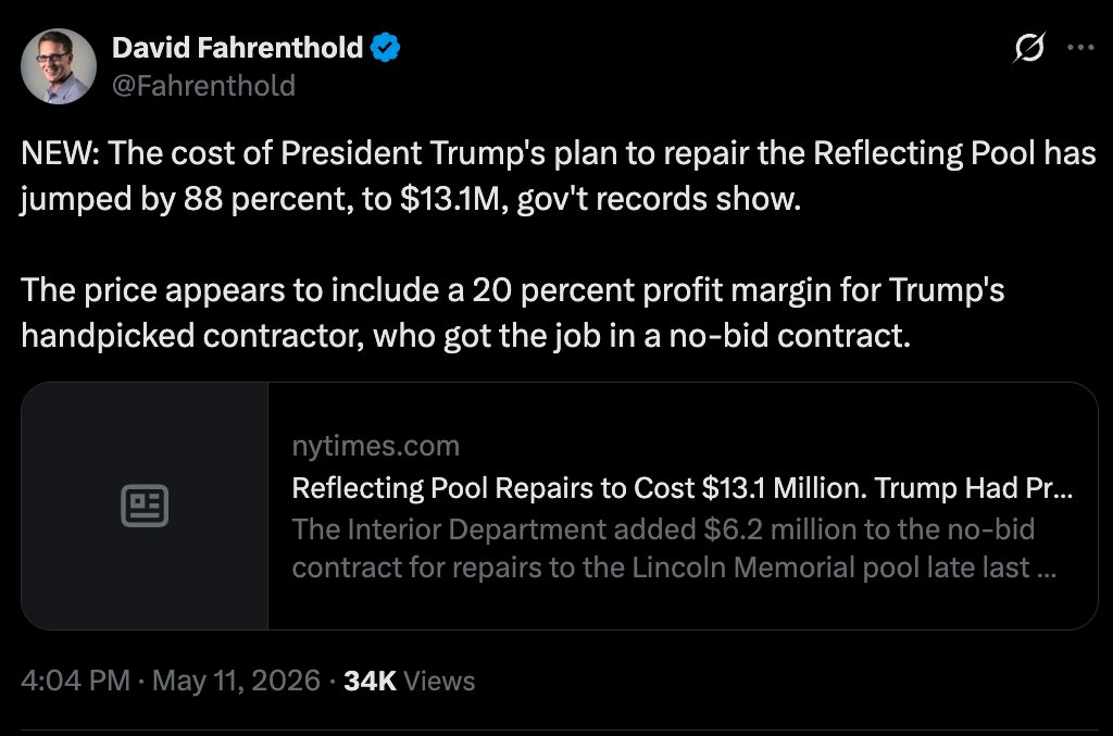 Peak corruption by @realDonaldTrump What's your cut?