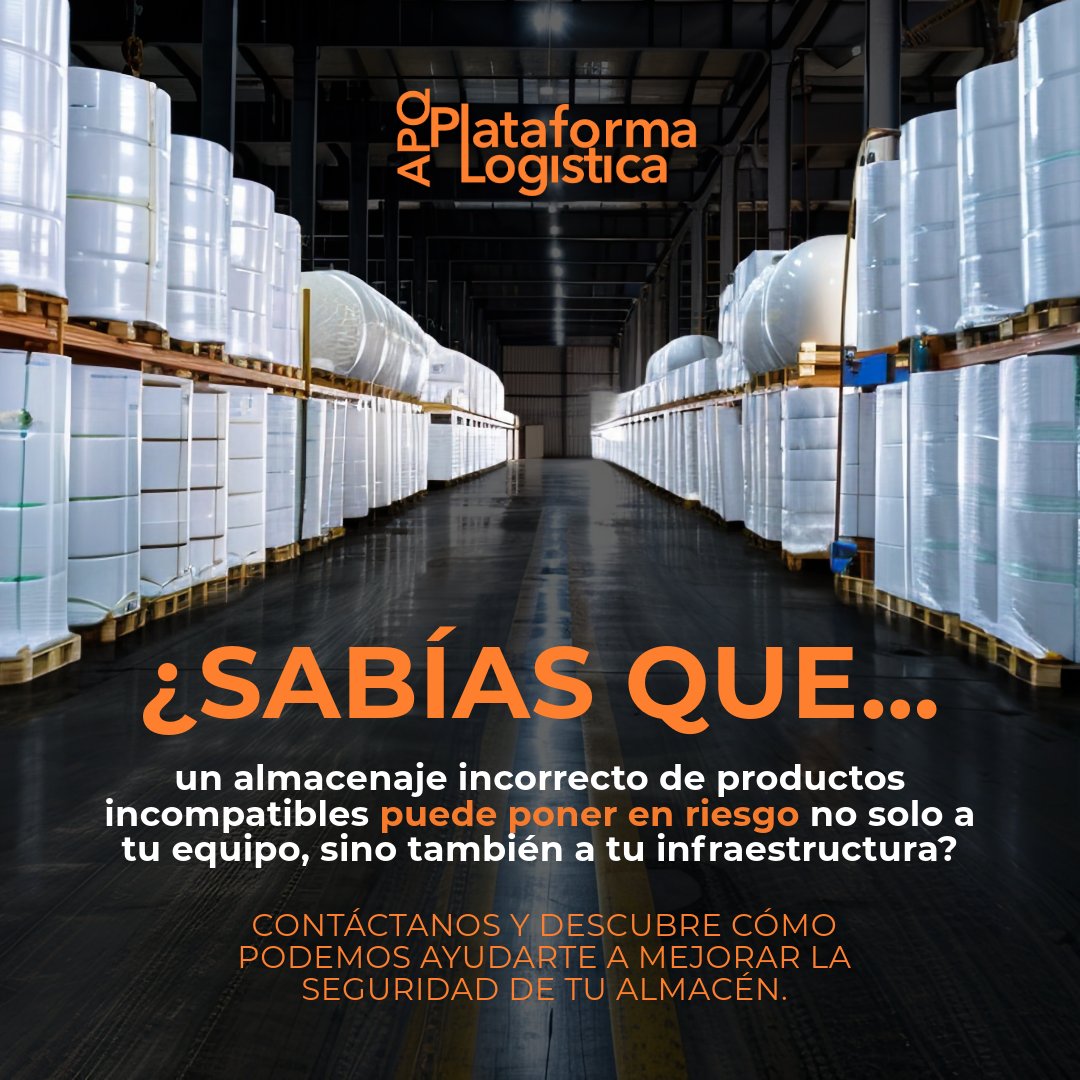 APQPlataforma's tweet photo. ¿Sabías que un almacenaje incorrecto de productos incompatibles puede poner en riesgo no solo a tu equipo, sino también a tu infraestructura? En nuestra asociación, nos aseguramos de que sigas las mejores prácticas para almacenar y embalar adecuadamente productos peligrosos. Sin https://t.co/ANUSyCYqVw