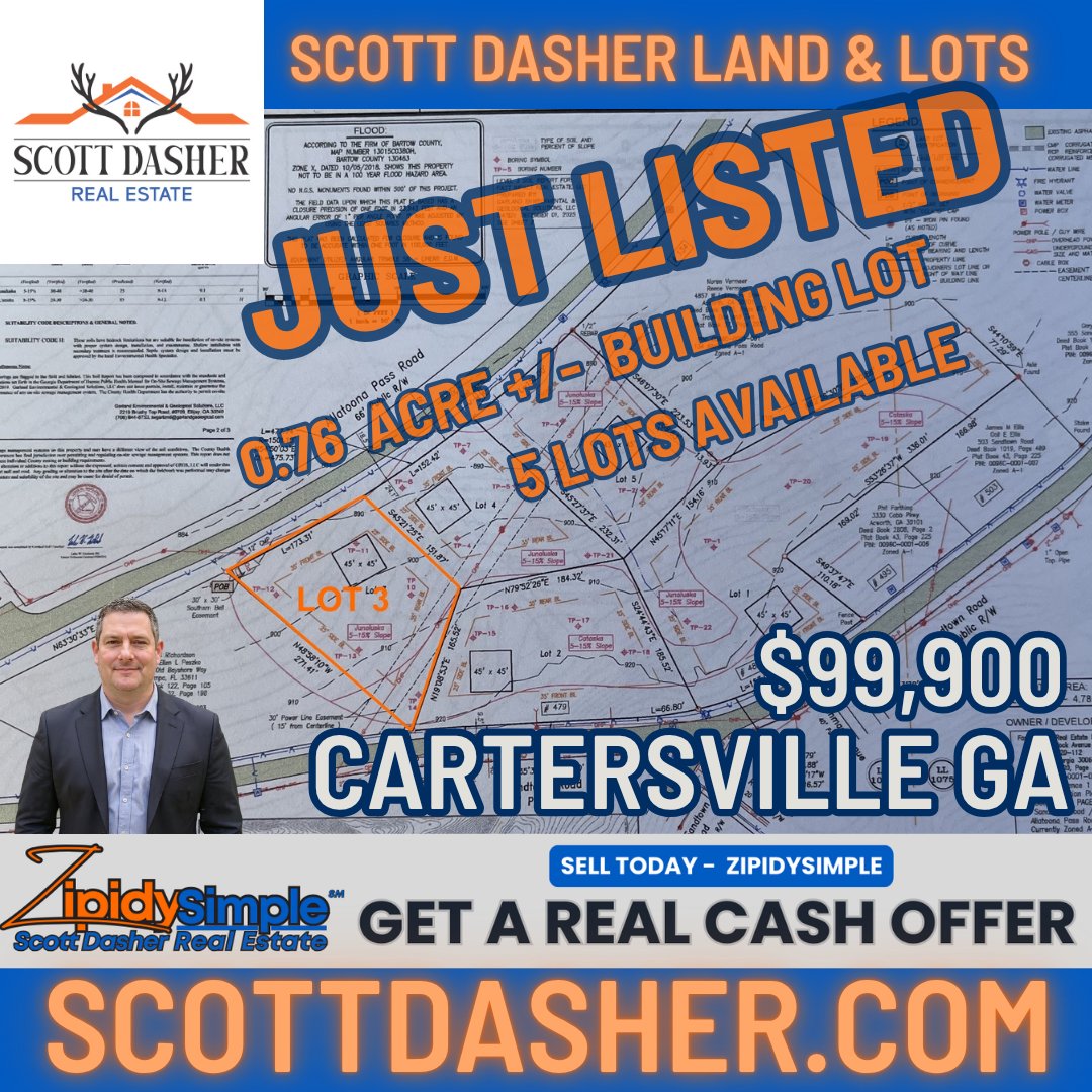 ScottDasherRE's tweet photo. New Listing - Cartersville GA Building Lot Near Lake Allatoona... Let's GO Who's Next? From Listing To SimplySOLD Or Get A ZipidySimple Real Cash Offer Today! https://t.co/sf0kp57Io5 https://t.co/cY17Hagspm