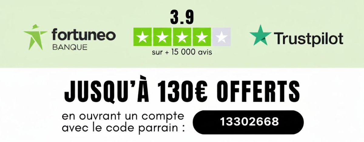 M_BonsPlans's tweet photo. 💸 Fortuneo parrainage : 🤑 Découvrez comment obtenir jusqu'à 130€ sur votre compte ! Utilise mon code : 13302668 ou 👉 https://t.co/I3TcsCRDsG #BonPlan #Parrainage #Epargne #Fortuneo https://t.co/U1Fs4rCKYS