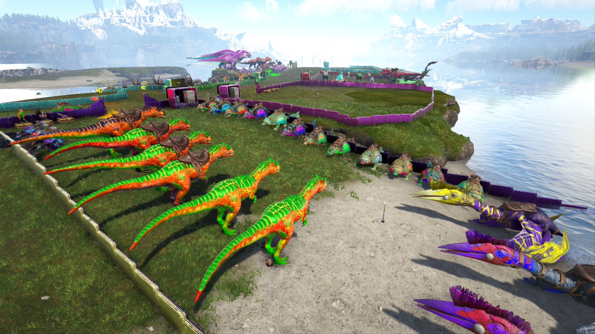 Lemuria_Island's tweet photo. Lots of dinos at one of our more recent Evolved markets! Did you win the raffle survivor?
https://t.co/Ik8lGfuEP9
#ark 
#gaming 
#dinosaur 
#cluster 
#videogame https://t.co/DkTfz6NxVs