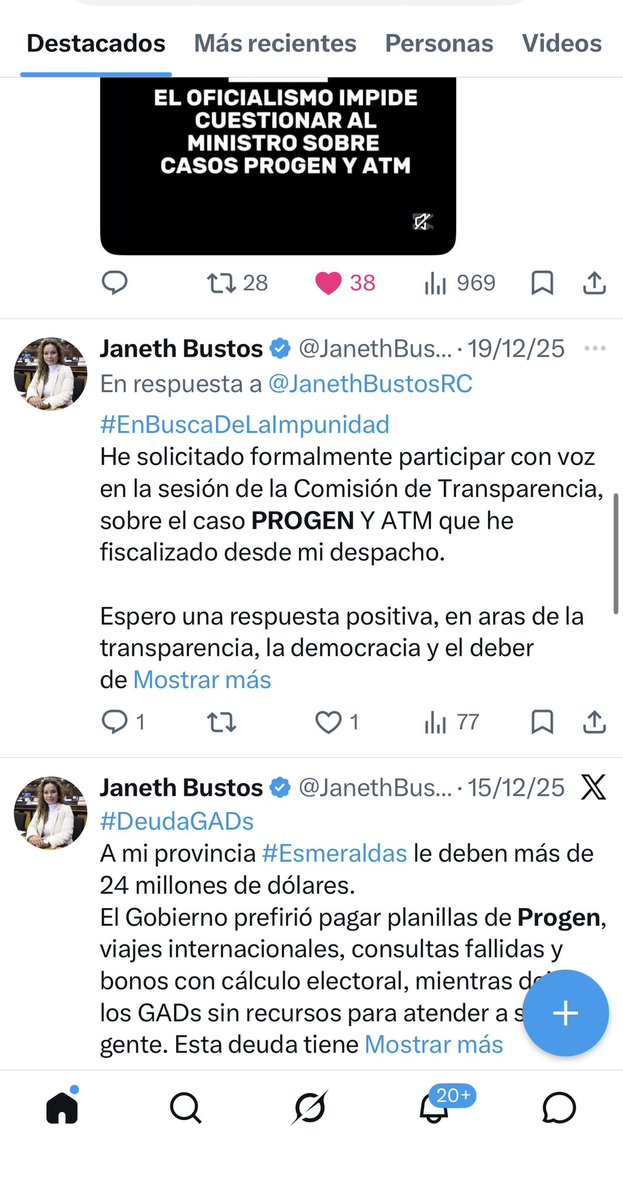 ¡EL TIEMPO Y LAS PRUEBAS NOS DAN LA RAZÓN! 🚨

Lo que denunciamos con firmeza desde 2025 hoy se confirma: los USD 110 millones del caso PROGEN terminaron en cuentas personales y empresas afines, mientras el pueblo sufría de apagones.

Intentaron silenciarnos en el Pleno y