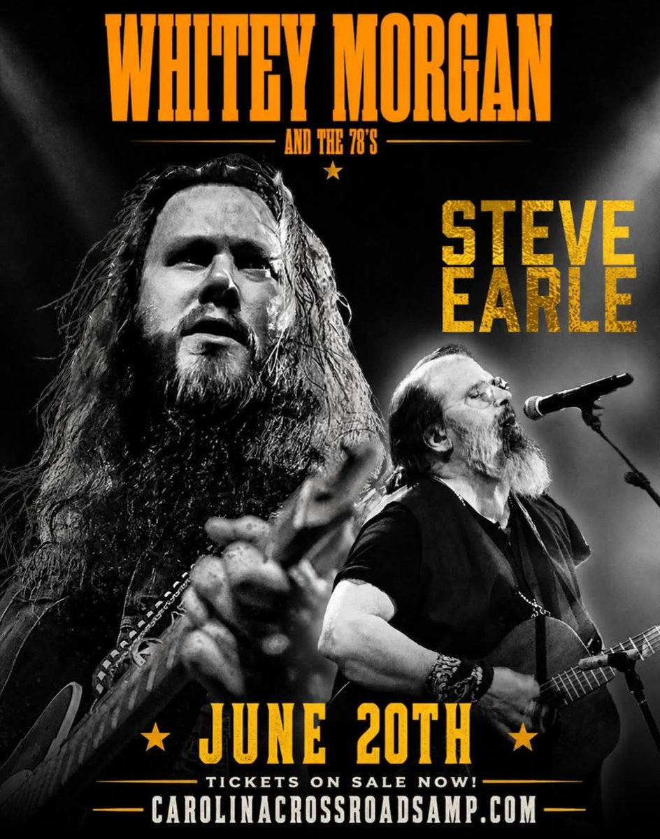WhiteyMorgan's tweet photo. North Carolina, we'll see you guys at Carolina Crossroads Amphitheatre on Saturday, June 20! Tickets are on sale now. 🤙🏼
https://t.co/XHjBoAD0r6 https://t.co/pds1VLKAUU
