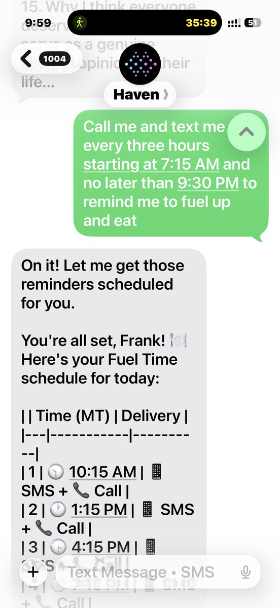 FrankAddante's tweet photo. My ADHD makes me forget to eat and then I get foggy headed and lower energy.  Hello Haven keeps me on track by calling and texting me to remind me to eat and gives me suggestions.  #adhd #hellohaven https://t.co/KF74f6YCAM