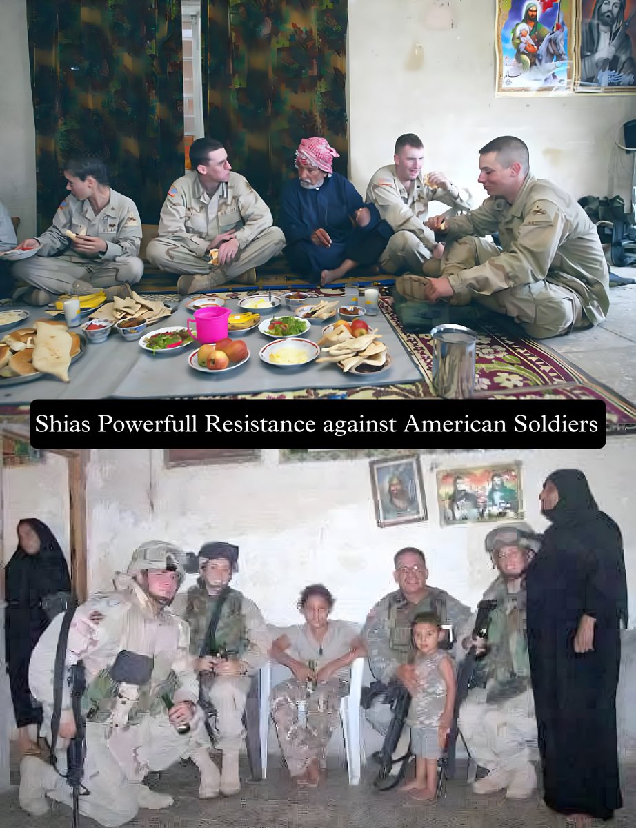 jannatmehmad's tweet photo. "Sunnis siding with oppressors since day one"

In 2003, when US invaded Iraq, Iraqi Shias were serving  Fruits, chilled Sharbat, bread to American soldiers in their houses https://t.co/5zoAaQNjb1