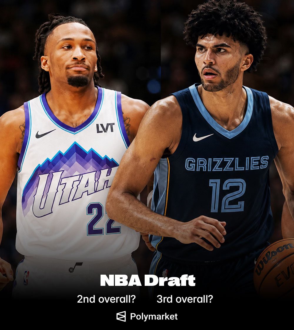 TheHoopCentral's tweet photo. ESPN’s latest mock draft after the NBA lottery:

1. Wizards — AJ Dybantsa
2. Jazz — Darryn Peterson
3. Grizzlies — Cameron Boozer
4. Bulls — Caleb Wilson
5. Clippers (via IND) — Keaton Wagler
6. Nets — Darius Acuff Jr.
7. Kings — Kingston Flemings
8. Hawks (via NOP) — Mikel Brown Jr.
9. Mavericks — Brayden Burries
10. Bucks — Nate Ament
11. Warriors — Karim Lopez
12. Thunder (via LAC) — Yaxel Lendeborg
13. Heat — Labaron Philon Jr.
14. Hornets — Aday Mara
15. Bulls (via POR) — Jayden Quaintance
16. Grizzlies (via ORL) — Christian Anderson
17. Thunder (via PHI) — Hannes Steinbach
18. Hornets (via NOP) — Cameron Carr
19. Raptors — Chris Cenac Jr.
20. Spurs (via ATL) — Morez Johnson Jr.
21. Pistons (via MIN) — Bennett Stirtz
22. Sixers (via HOU) — Allen Graves
23. Hawks (via CLE) — Isaiah Evans
24. Knicks — Koa Peat
25. Lakers — Henri Veesaar
26. Nuggets — Dailyn Swain
27. Celtics — Amari Allen
28. Wolves (via DET) — Ebuka Okorie
29. Cavs (via SAS) — Meleek Thomas
30. Mavericks (via OKC) — Joshua Jefferson