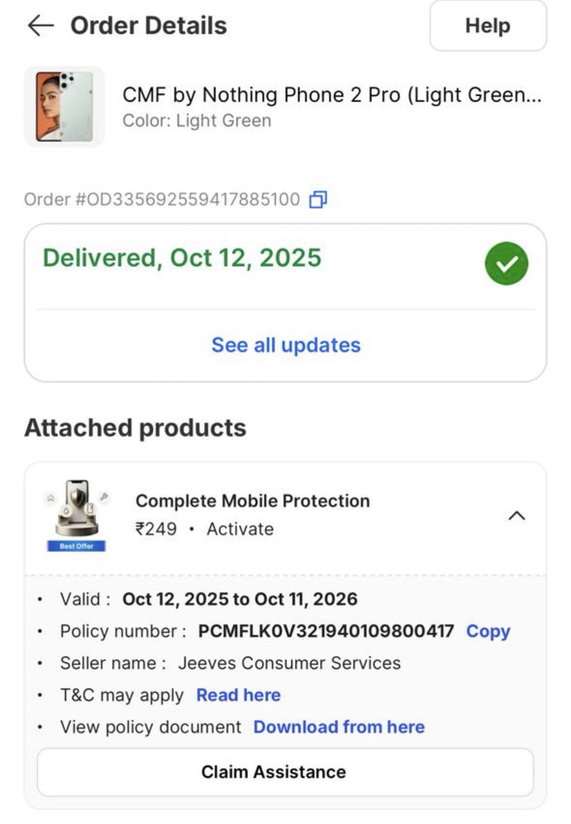 amulyadga's tweet photo. @Flipkart @flipkartsupport #Jeeves Extremely poor experience with Jeeves CMP service.
Raised claim for broken screen of CMF Phone 2 Pro in Feb 2026 (Claim ID: CLAFLK311742995745015) &amp; paid ₹1500.
No pickup done yet.
Order: OD335692559417885100  
Policy: PCMFLK0V321940109800417 https://t.co/YG9WKXyaZt