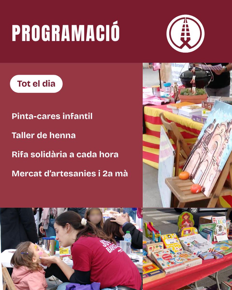 jovedebarcelona's tweet photo. Aquest dissabte, ens trobem a la plaça d’Orfila organitzant la Segona Jornada Solidària per la recerca del càncer en col·laboració amb l’@IRBBarcelona!

Hi haurà activitats per a tothom, taller casteller, quina musical, rifa solidària cada hora i dinar popular! https://t.co/LohNmUkolp