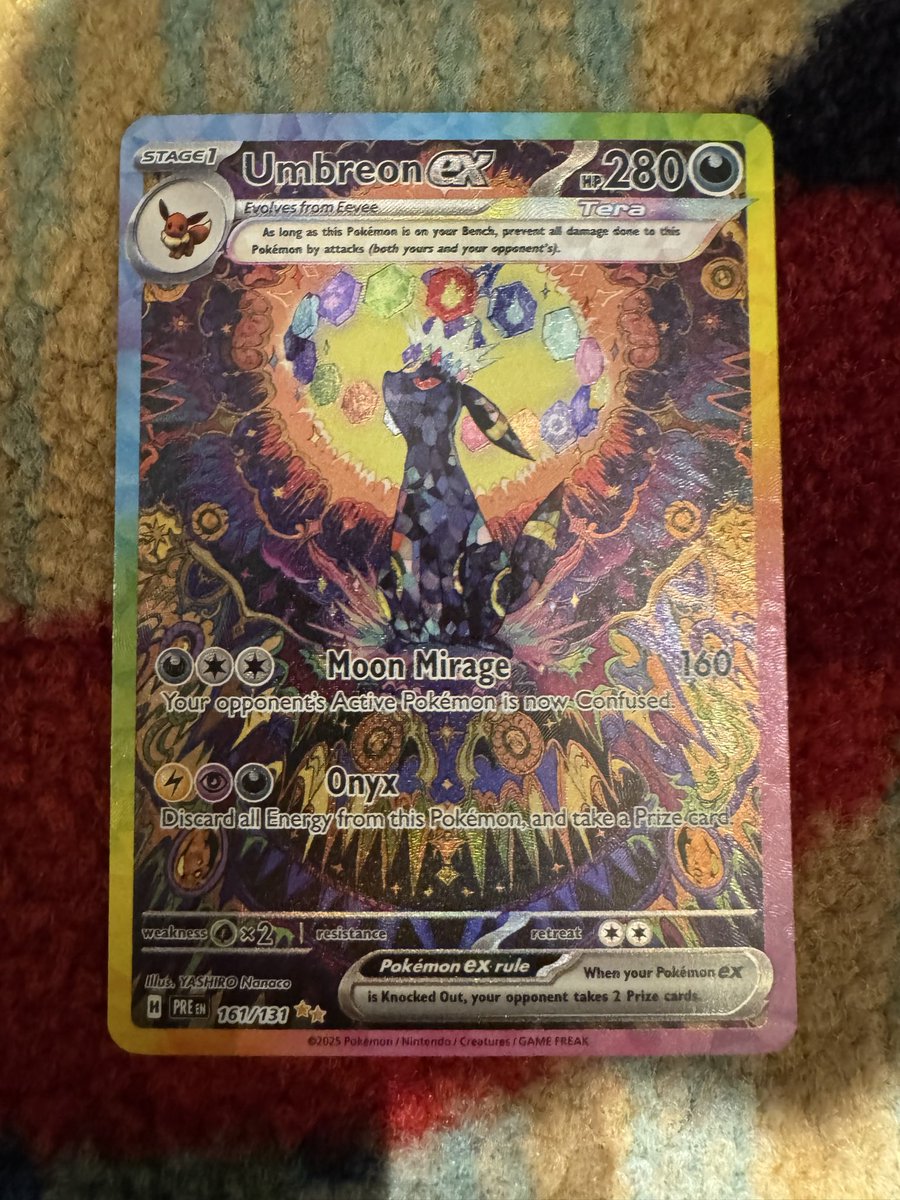 🧇🐈‍⬛ Umbreon Consignment 🐈‍⬛ 🧇 

Prismatic Evolutions Umbreon ex SIR 🖤

$20 a spot, 80 spots total! Max of 16!

Wheel of 💀 live on Twitch 💜

RT for a chance at a free spot ❤️

🚢 and insurance included in the US :)