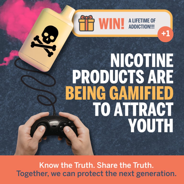 TECCnews's tweet photo. #BigBadNicotine targets youth. Smart vapes are being gamified to attract youth with video games and prizes.  

Learn the truth: https://t.co/uZ5yoJoH3I  

#VoicesAgainstTobacco #BigBadTobacco #BigBadNicotine https://t.co/tIfGSzBbD6