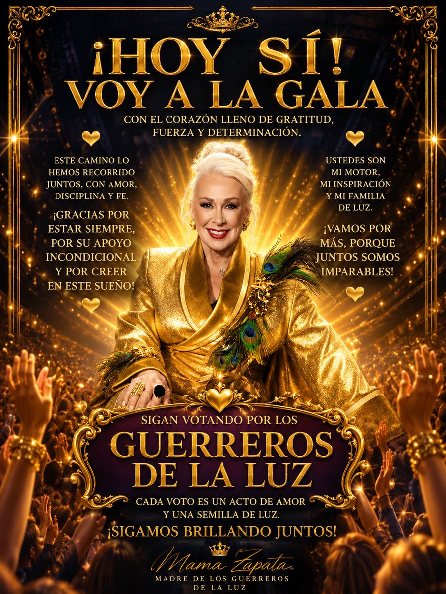 LAURAZAPATAM's tweet photo. Esta noche voy a la gala con la frente en alto, con fuerza, con verdad y con el cariño inmenso de mis Guerreros de la Luz. ✨

Espero que ahora sí podamos hablar con respeto, sin interrupciones y dejando que cada voz tenga su espacio. Porque cuando se habla desde el corazón, también se merece ser escuchada.

Gracias por acompañarme siempre, por su amor, su lealtad y su luz. 💛
Y no lo olviden… ¡sigan votando por los Guerreros de la Luz! 🌟