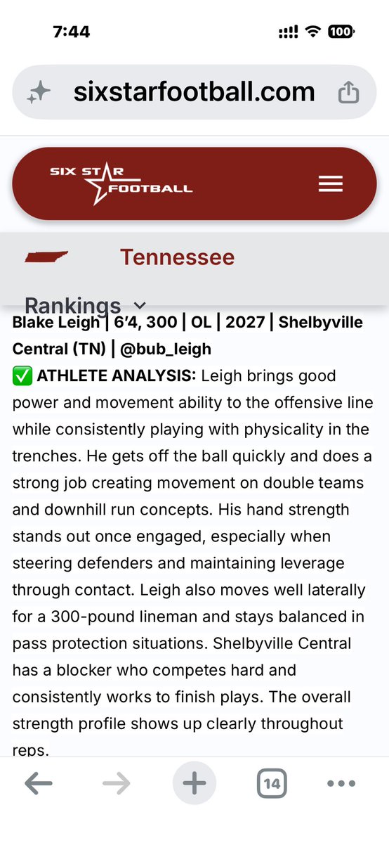Blake Leigh OL/DT 2027 tweet media