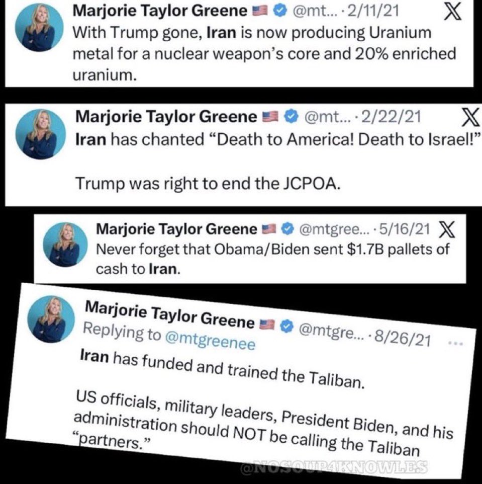 PatriotXV11's tweet photo. Oh spare me your fake theatrical bullsh&t! What happened to you Marge? Who pays you for this brand new “view” of yours? It certainly is not organic. You used Trump made your 25 million while in Congress and then quit and turned on him. A regular Judas preaching about Christianity what a joke!