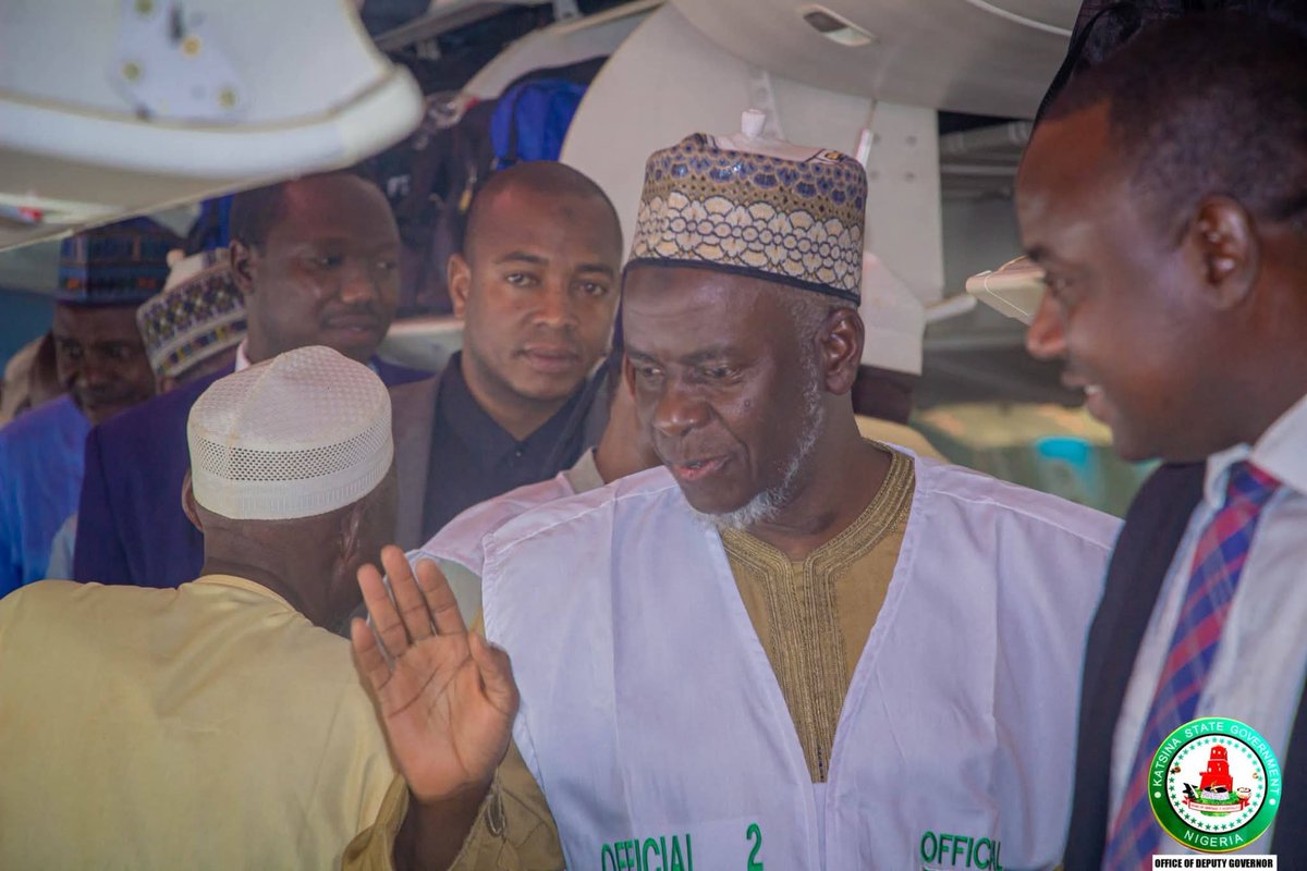 avdoolmaje's tweet photo. The first flight of pilgrims from Katsina State, carrying 411 Intending Pilgrims, departed from Katsina State at approximately 2:52 PM today, Monday, May 11, 2026.

​The Deputy Governor of Katsina State, Malam Faruk Lawal Jobe, alongside the Amirul Hajj, Barrister Ahmed El-Marzuq, bid them farewell at the Umaru Musa Yar'adua International Airport, Katsina.