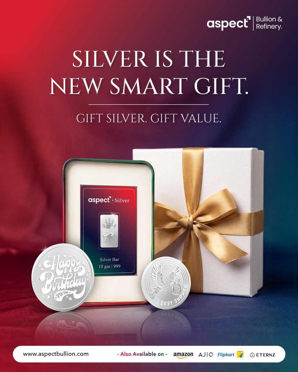 AspectBullion's tweet photo. Shine brighter than ordinary gifts ✨
Gift silver, gift lasting value with premium keepsakes

Visit our store or shop online today:
🌐 https://t.co/I72rQoscch 📍Ground Floor, R-City Mall, Ghatkopar
📍Level 1, Sky City Mall, Borivali 

(Silver Coin, Silver Bar) https://t.co/kkJD2xcXmm