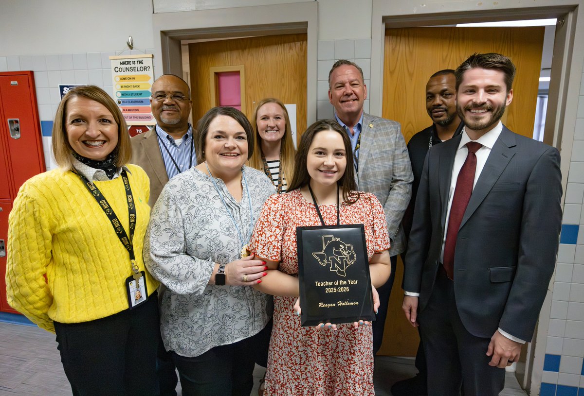 NacISD's tweet photo. Ashley Lumbley from BQJ Elementary School is Nacogdoches ISD’s Elementary Teacher of the Year, and Reagan Hollomon at McMichael Middle School is the Secondary Teacher of the Year. District and campus administrators made the announcements Monday morning. https://t.co/kPqlruVukc