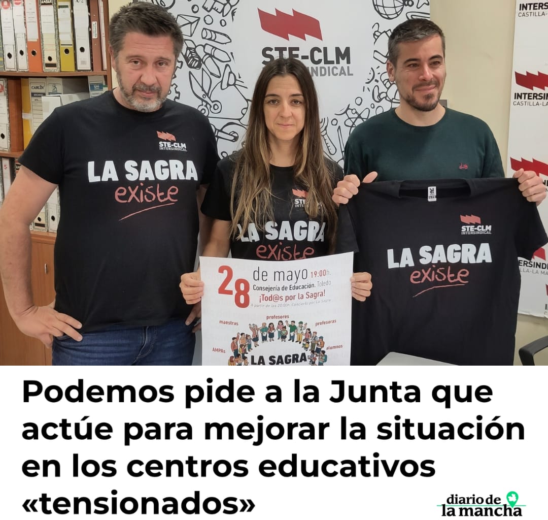 PodemosCLM's tweet photo. Todo nuestro apoyo a la comunidad educativa que lucha con el sindicato @steclm por mejorar las condiciones de centros con problemas en nuestra región. Exigimos a la Junta aumentar profesorado, equipos de orientación y bajar ratios ¡Este 28 por la educación pública de calidad! https://t.co/se8OADuAUl