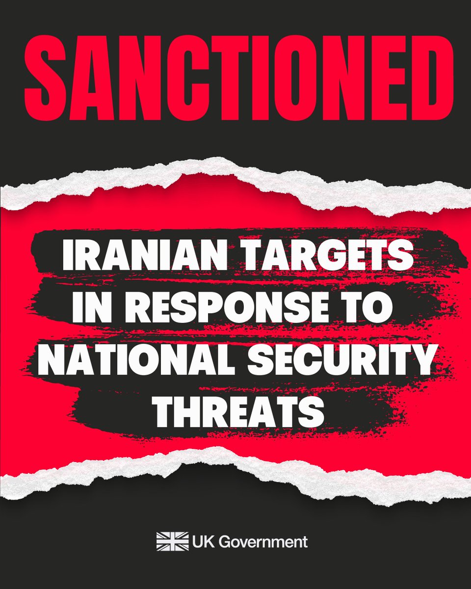 FCDOGovUK's tweet photo. SANCTIONED 🚫

UK sanctions Iranian targets in response to national security threats ⬇️ https://t.co/yAFhlBKBjR