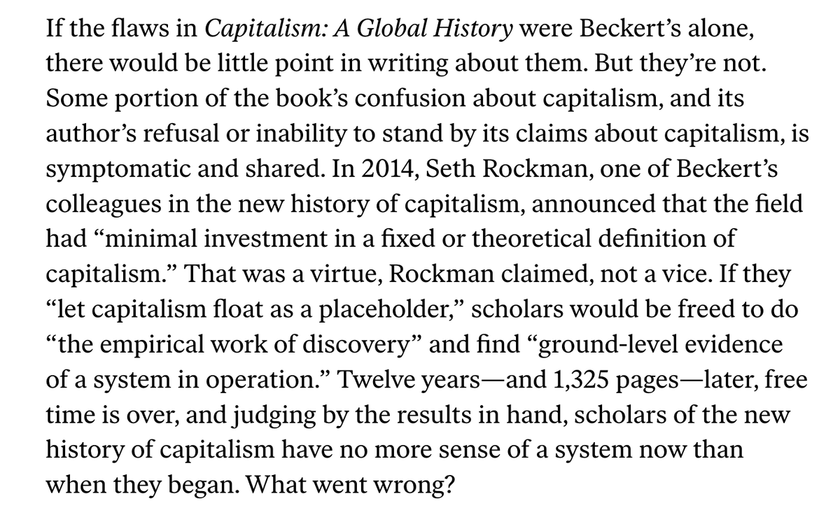 _John_Handel's tweet photo. Corey Robin reviews Sven Beckert's "Capitalism" (and it seems like he is one of the only people to have actually read the book) and more broadly evaluates 15 years of the "New History of Capitalism." https://t.co/Cy41LCfuIF