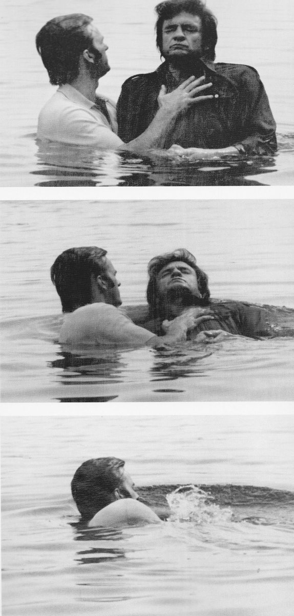 Here he is being baptized in the Jordan River by the Rev. Jimmy Snow in 1971.
