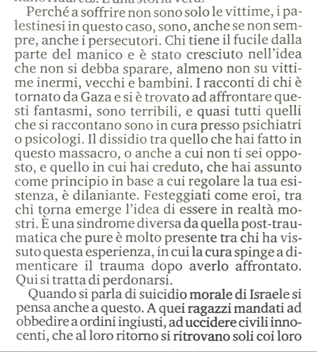 CucchiRiccardo's tweet photo. Un brano della riflessione di Anna Foa su "La Stampa". È spiegato il senso del "suicidio morale" di #Israele. Uccidere bambini, donne, anziani indifesi; ordinare a soldati dell' IDF di compiere dei crimini contro l' umanità, è segnare la decadenza morale di uno Stato. https://t.co/rClf3oiNgv