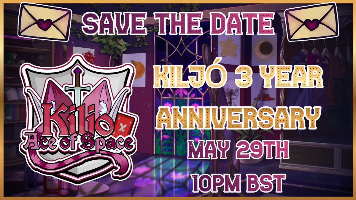 KiljoVT's tweet photo. ‼️SAVE THE DATE ‼️
My 3 Year VTubing anniversary will take place on the 29th of May later this month!
More information in the coming weeks.
🔴: https://t.co/ftg12jn3gY
#VTuberEN #Anniversary #KiljoLive https://t.co/CNrHLJg1d6