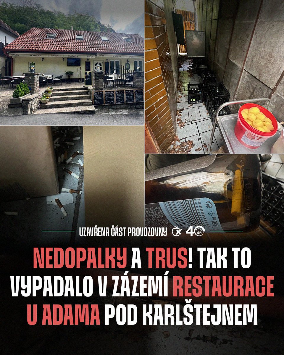 NaPranyri's tweet photo. Kvůli nedopalkům a myšímu trusu v přípravně a skladu jsme částečně uzavřeli restauraci U Adama pod Karlštejnem 🏰
➡ Více informací o kontrole včetně kompletní fotodokumentace:
https://t.co/iuj47UzsIT
#napranyri #potravinynapranyri #potraviny #restaurace #karlstejn https://t.co/kPaXjRkQnZ