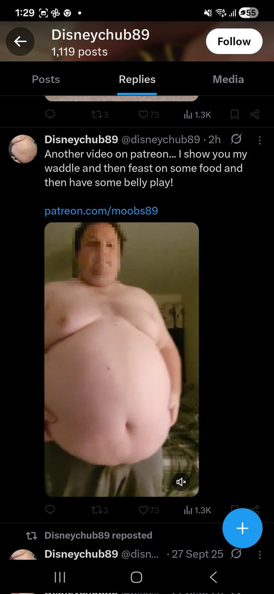 Parakeetgains's tweet photo. @disneychub89 is still on here &amp; patreon promoting himself with his old content as the fat gainer he claims to be, but in reality he had a gastric bypass 4years ago and is super skinny now! BEWARE https://t.co/MNtkqxwzRL