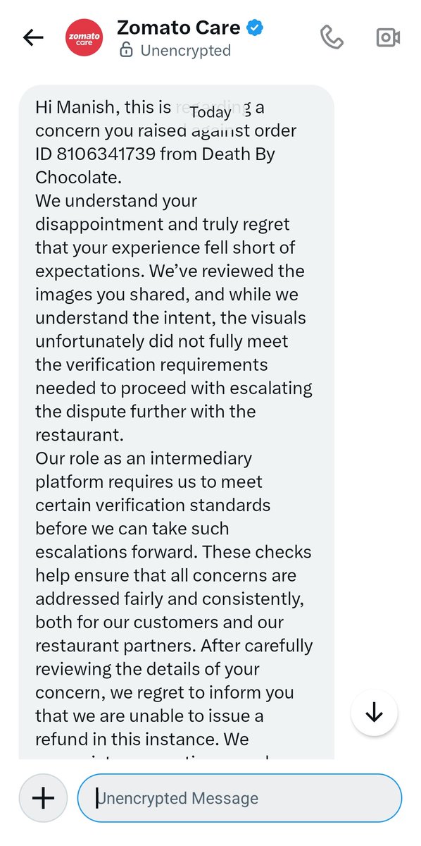 ManishDosh5486's tweet photo. @zomatocare @zomato @deepigoyal This is last time I am asking whether you will give me refund for your soiled food or should I move to consumer court https://t.co/bhIhUrZALN