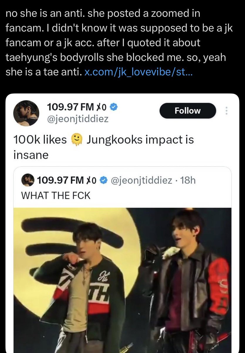 layoverr_mm's tweet photo. Two major fansites uploaded fancams featuring Taehyung, both to promote their idols and gain influence, and then saw this only their favs impact. If you're so bothered by Taehyung, then stop using his videos. Ah, but you all need his hype, you miserable mf https://t.co/4CWCfi6Q9t
