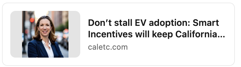 Cal_ETC's tweet photo. Don’t underestimate modest EV incentives. For many households, the question isn’t whether they want an EV. It’s whether they can make the math work right now. That gap is often small. Close it, and buyers move. At scale, those decisions matter. Read more:
https://t.co/mF0RPcSDyw https://t.co/8KL349P1KC