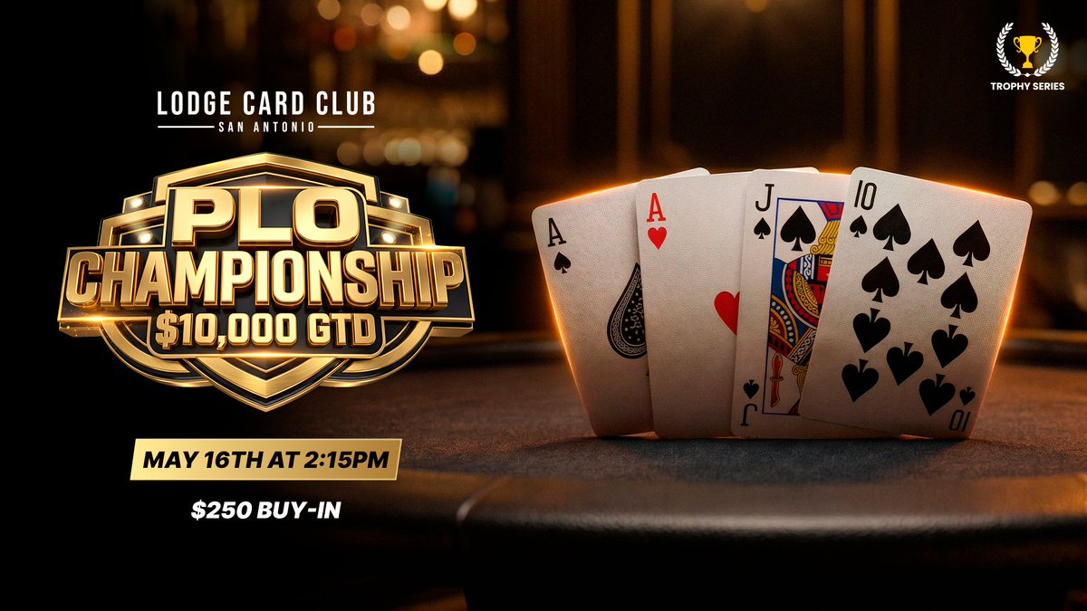 LodgeCardClubSA's tweet photo. ♣ Tonight - Midweek Monster $15k GTD
♥ Friday - Mystery Bounty Freeroll $20k GTD
♠ Saturday - PLO Championship $10k GTD (Trophy Event)

Lock in folks, we've got it poppin' in SA 😎 https://t.co/BY17TyHlWF