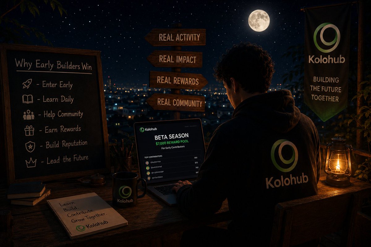 Dreamsgrowth's tweet photo. Good Night x Creator🌠🌱

Most people join communities after hype starts, but smart builders enter early and grow with the ecosystem.

@KoloHub  rewarding active people who keep showing up, learning daily, and helping the community grow stronger.

The Beta season launched with a $7,000 reward pool for contributors building value before the bigger audience arrives.

Top participants will share guaranteed rewards, creating strong motivation for consistent effort and long-term community participation.

Even smaller contributors still have opportunities to win rewards through random selections and special OG community incentives.

This system encourages real activity instead of fake engagement, making the ecosystem feel healthier and more sustainable.

The leaderboard update also feels smart because builders should focus more on progress instead of public attention.

People below the top thirty can still track their position privately through their personal dashboard without pressure.

Strong ecosystems are usually built quietly by early contributors before the majority finally notices the opportunity later.

In Web3, reputation grows slowly at first, but consistent effort eventually creates bigger opportunities and stronger community influence.

The people building during Beta seasons are often the same people leading communities when ecosystems become much larger.