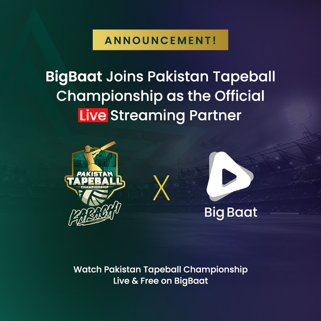 BigBaatOfficial's tweet photo. BigBaat is the official Live Streaming Partner for the Pakistan Tapeball Championship. 

@tapeballchamp

#BigBaat #PTC #freemaindekho https://t.co/zgmAGr3j4J