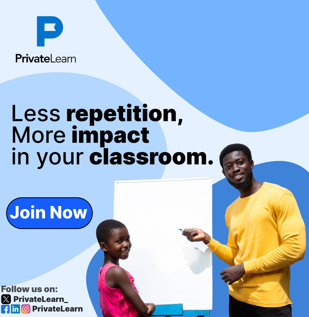 PrivateLearn_'s tweet photo. Every classroom faces the same challenge: Repetition without understanding.
Students don’t fail to learn, they fail to connect. At PrivateLearn, you get access to tutors who break down concepts clearly. 
Register here; https://t.co/JS00xSFRD7 and be part of the change.
 #EdTech https://t.co/RCQmFU66Y9