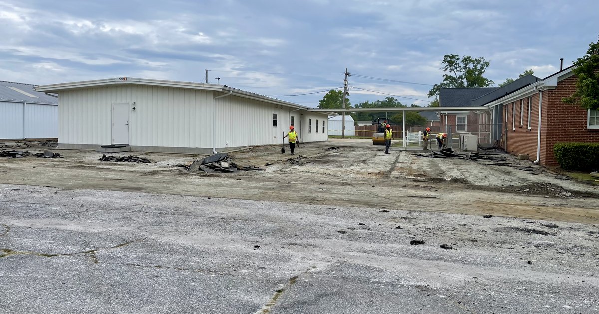 GwdPathway's tweet photo. Today is an exciting but good kind of crazy day on our campus. We are replacing our very worn out 40-year-old parking lot this week. The next two or three days will not be the best time to visit our campus. https://t.co/0cd0RQmmUG