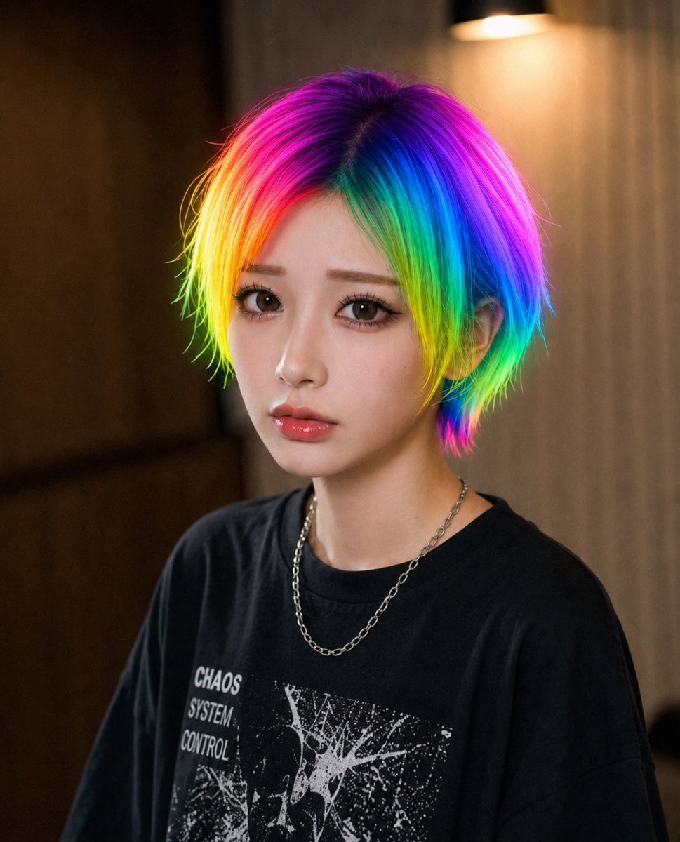 Rainbow Hair Censored Portrait