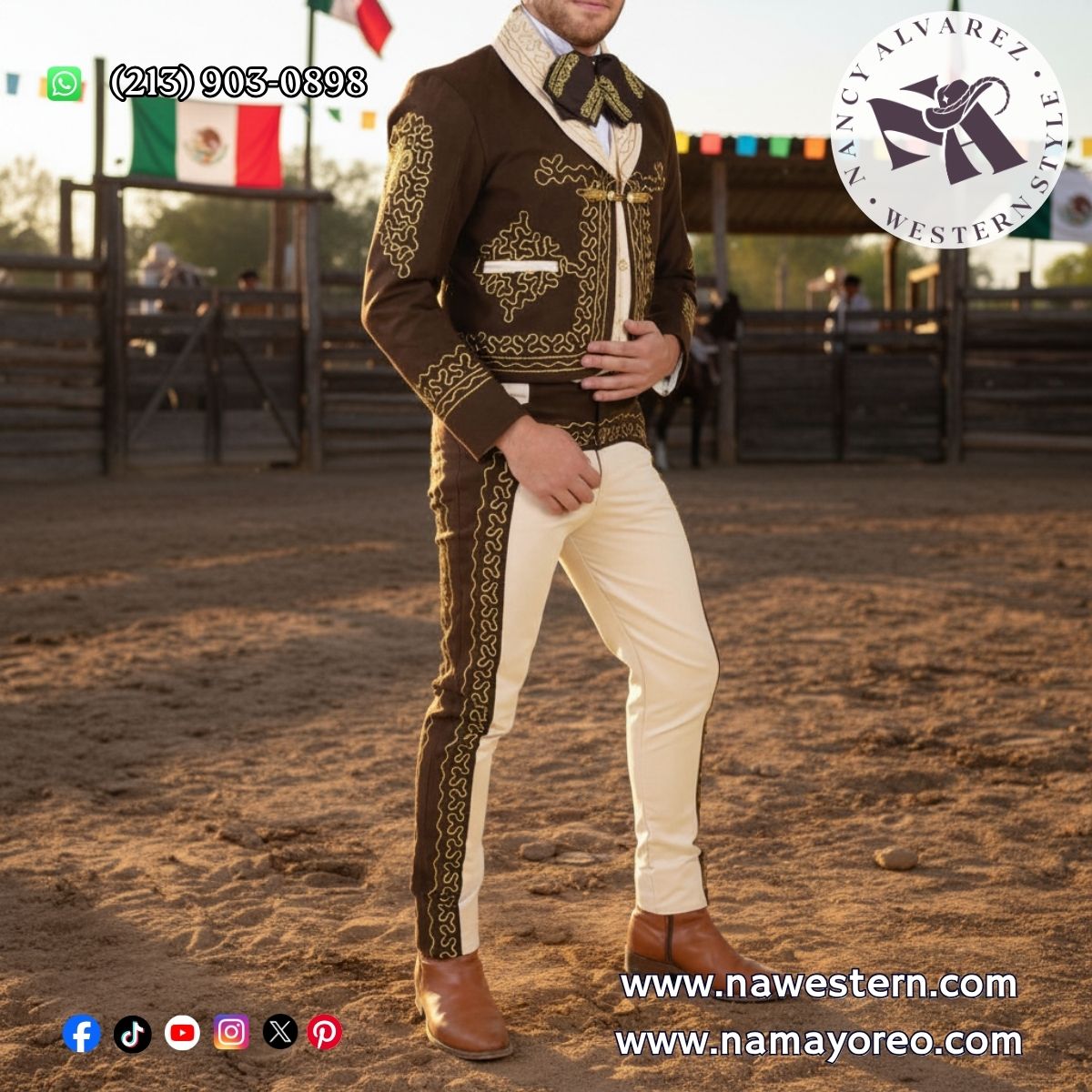 NAWestern's tweet photo. #TrajesDeCharro #Mariachi #TrajesMariachi #TrajesCharros #Mayoreo #Wholesale #MexicanStyle #CharroStyle #MariachiOutfit #RopaMexicana #TrajesMexicanos #NAWestern #NAMayoreo #NancyAlvarezCollections #ModaMexicana #RopaVaquera #TrajesTradicionales #WesternWear #CharroSuit https://t.co/aKxNdB2ziD