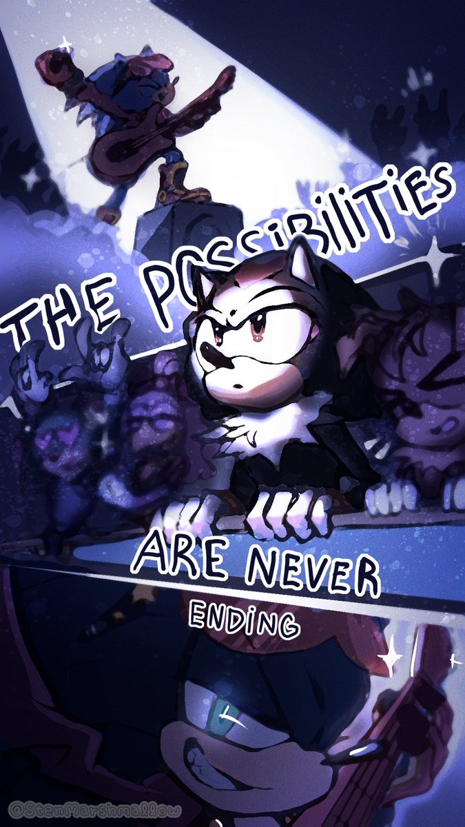 StenMarshmallow's tweet photo. Okay, so I once had a dream about a rock AU where Shadow was forced to attend a concert where Sonic was performing and couldn't take his eyes off him. When I woke up, I decided to draw that moment while I still remembered it

#sonadow
#shadonic https://t.co/eJgGqfIPaV