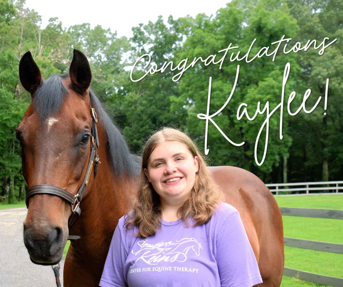SouthernReins's tweet photo. From all of us at the farm, we are proud to celebrate Kaylee Hargett on earning her @path_intl CTRI certification! Kaylee, your dedication to helping our participants achieve their goals, both big and small, is evident in everything you do. We are so proud of you! https://t.co/m8vW2cYBL3