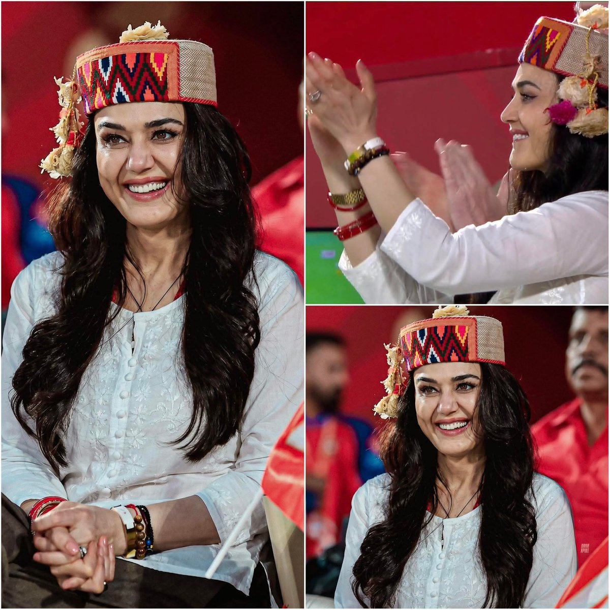 cricketchamber's tweet photo. Preity Zinta in the stands❤️🤗 https://t.co/aNUx10uUKD