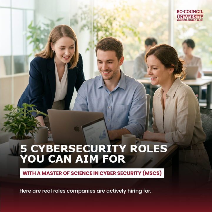 EC_Council_Univ's tweet photo. Explore where the Master of Science in Cyber Security (MSCS) can take you. Learn more → https://t.co/TjG6B887ts

#CyberSecurity #MSCS #CyberCareers #InfoSec #CareerGrowth #CyberSkills #TechCareers #ECCU https://t.co/aOR8dx0tlH