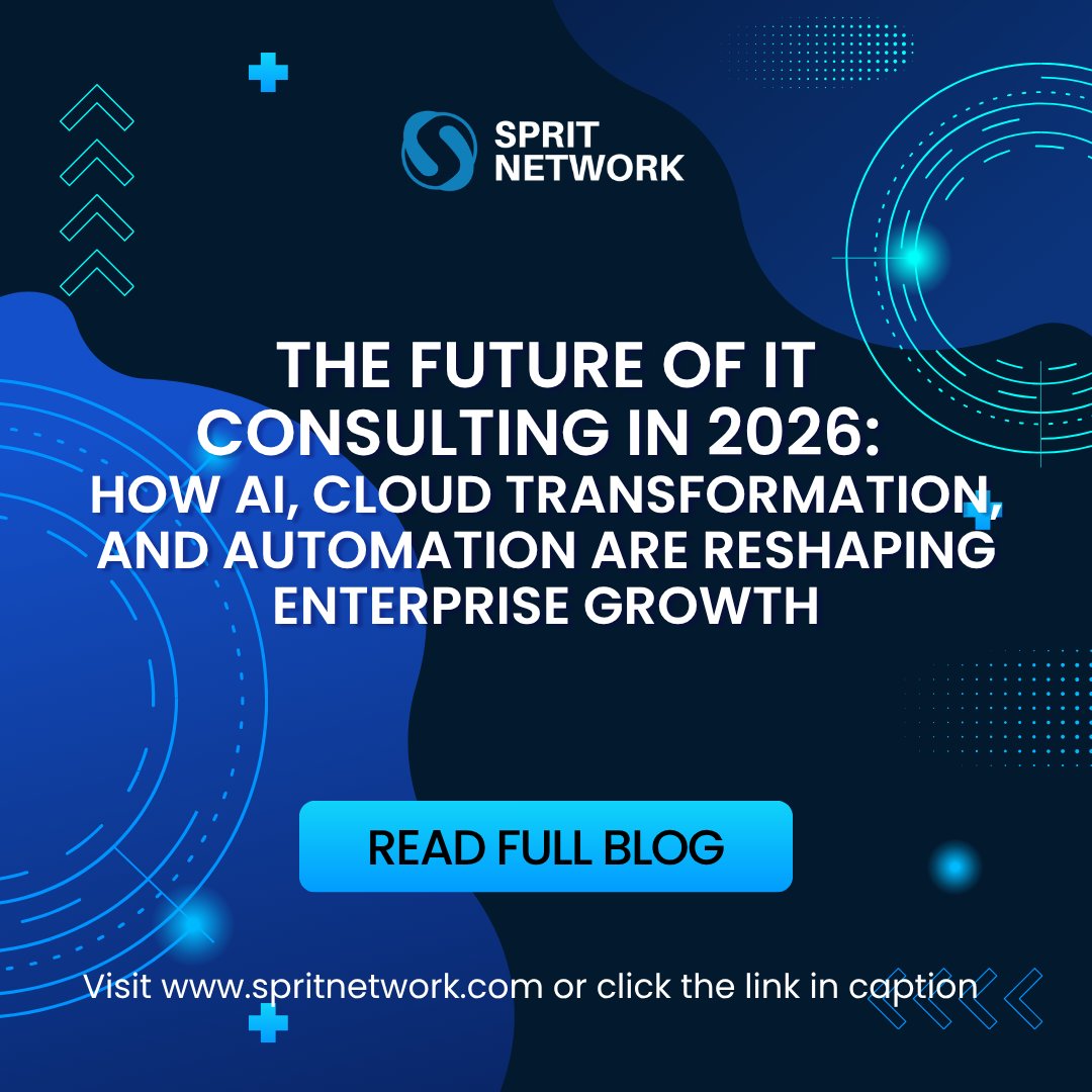 spritnetwork's tweet photo. The IT consulting industry is evolving faster than ever in 2026.
Read the full blog:https://t.co/BcFlO3yOai
#ITConsulting #DigitalTransformation #AIConsulting #CloudSolutions #BusinessAutomation #EnterpriseTechnology #DigitalInnovation #TechStrategy https://t.co/2j1ubRnGf7