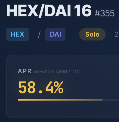 JGoldX369's tweet photo. Johnny ,LPX now allows anyone to start their own smart liquidity pool with any token they have. Some folks are using their HEX and getting some great APRs (see below: 59.8%APR and 33.1%APR) + growing their bags.  
With personal Solo LPX:
- you can go in single-sided (you don't need the other side)
- no lock-ups, no fees to enter or withdrawl
- and your pool is private (your address doesn't show up on Dexscreener, only the LPX pool address) 
- get your yield in eDAI, USDC, or any token you like ... no fake inflationary LP token
- 1 yr staking in HEX is paying 1.8-1.9% APR ... LPX APR is much higher
if you some help setting up your own Solo LPX come to the PlusX TG room, we're happy to help you out:  https://t.co/BkFxIJkyJf
Over 200 solo LPX pools have been started so far.