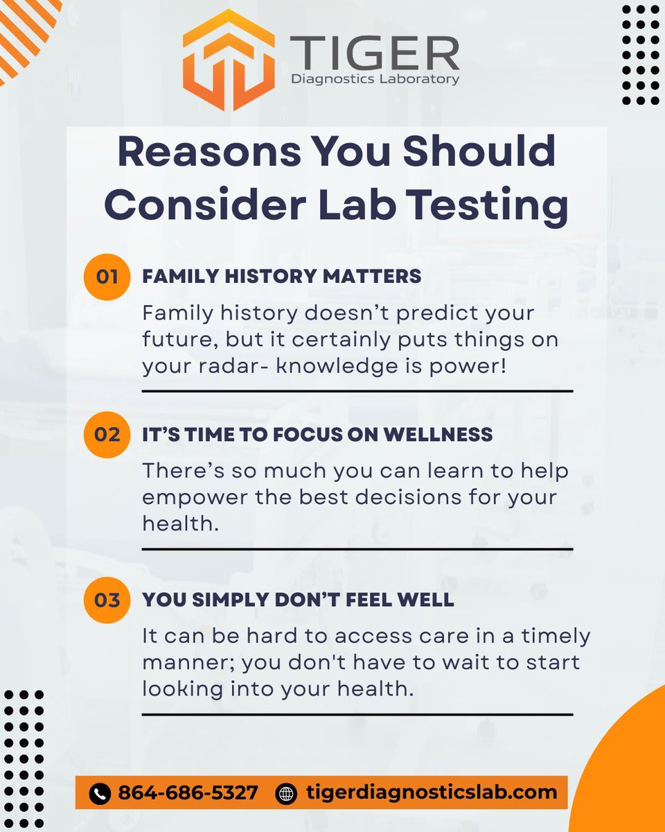 tigerDiagnostic's tweet photo. No matter the reason, your health matters. Contact TIGER today to ease your concerns and take proactive steps toward prevention. https://t.co/nzIgOhEYc0   
 #HealthSymptoms #LabSupport #BloodTesting
#LaboratoryServices #MedicalTesting https://t.co/hiro2DyX8S