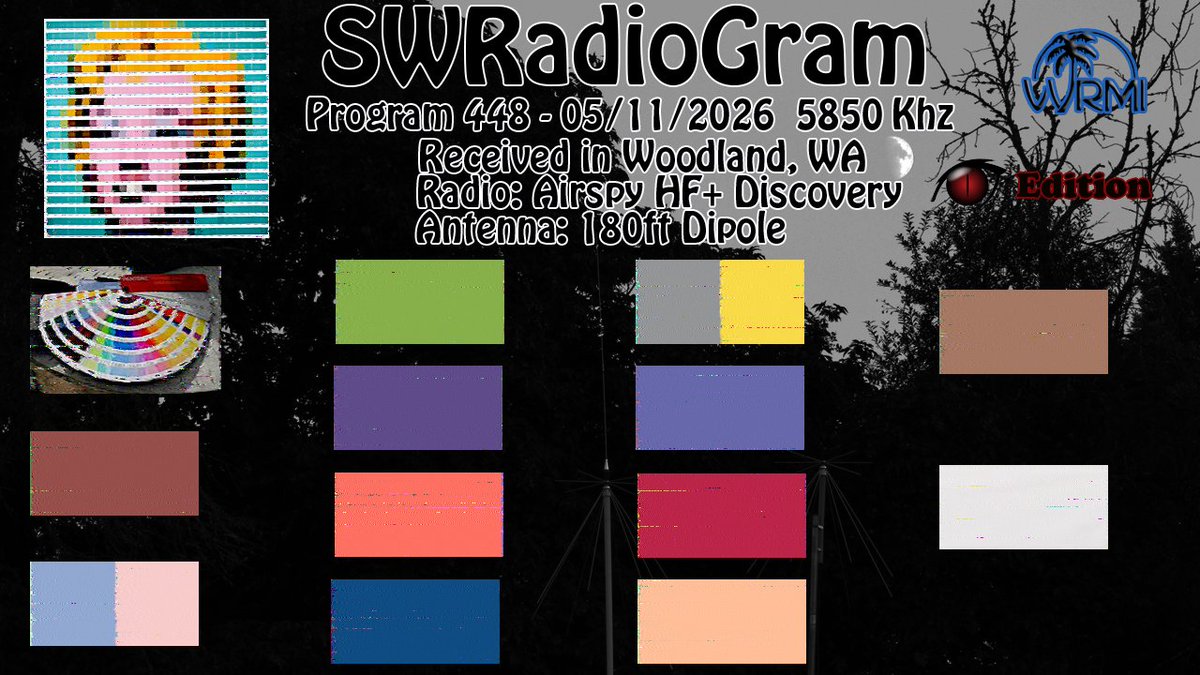 CadiereGerald's tweet photo. @SWRadiogram 447 05/11/2026
Monday|0800-0830 UTC|5850 kHz WRMI Florida
Received in Woodland, WA
@airspy_com #HF_Discovery #SDRsharp1922
180ft Dipole with @Nooelec 9:1 V2
Fldigi-4.2.10.05
text
https://t.co/fcy9WyXtef
IQ recording
https://t.co/UMVQeJoRL7 https://t.co/0OIowukEtC