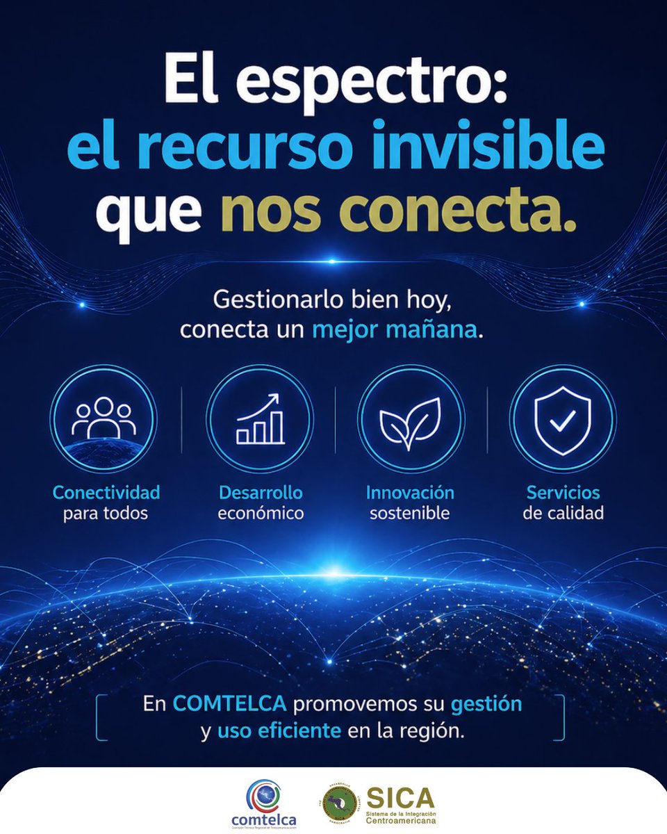 COMTELCA's tweet photo. En COMTELCA promovemos la gestión y el uso eficiente de este recurso clave para el desarrollo de la región.
Porque lo invisible… también conecta.
#EspectroRadioeléctrico #Conectividad #Telecomunicaciones #COMTELCA https://t.co/iTSDs1cLOB