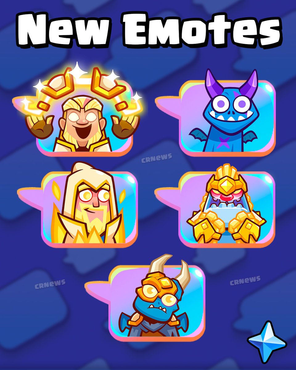 crnews_official's tweet photo. 🚨 BIG NEWS! 5 NEW EMOTES COMING TO THE CRYSTAL MARKET! 🔥

Supercell just confirmed they’re adding these 5 fire emotes soon:

• Minion Horde Evo - Head Dance 
• Mega Minion Hero - What?  
• Wizard Hero - It’s Fine  
• Ice Golem Hero - Vanish  
• Magic Archer Hero - Rainbow Bow  

All around 25K Crystals except the Minion Horde Evo which will be 35K.

Are you saving your crystals for these? 👀

Which one are you most excited for? Drop it below 🔥

#ClashRoyale #NewEmotes #CrystalMarket #Season83