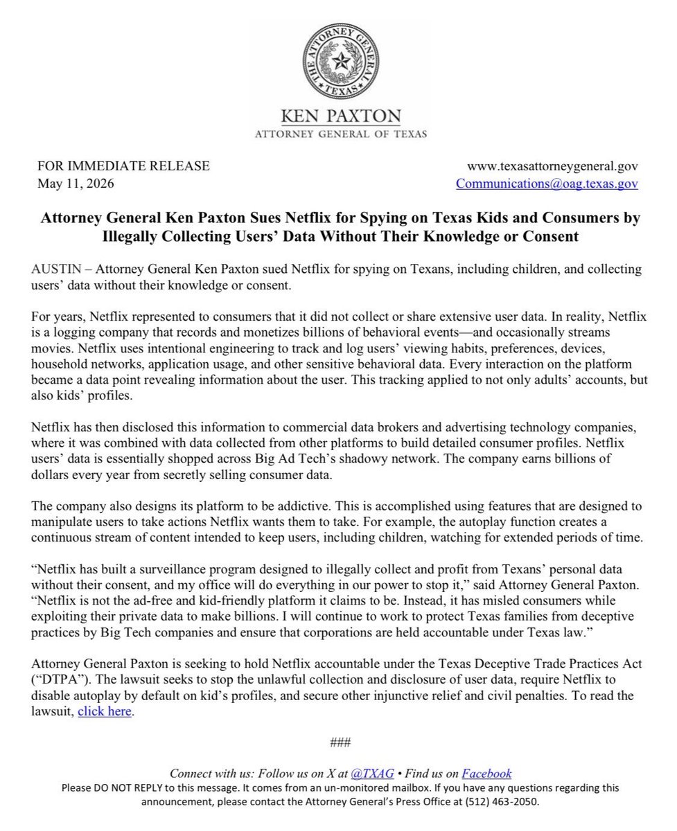 Attorney General Ken Paxton tweet media